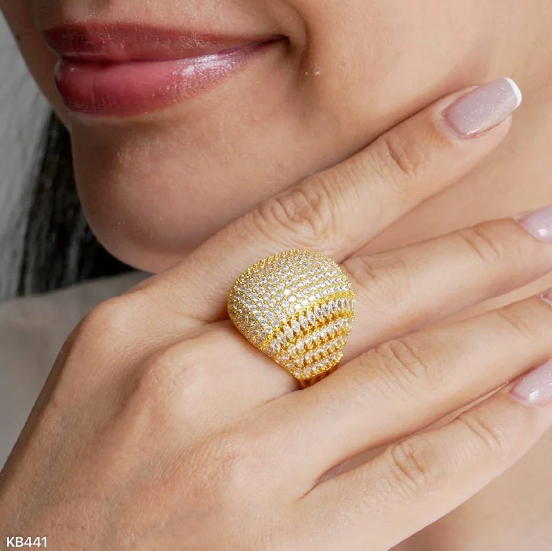 Кольцо бижутерия с фианитом, позолота 18K желтое золото, фото 4