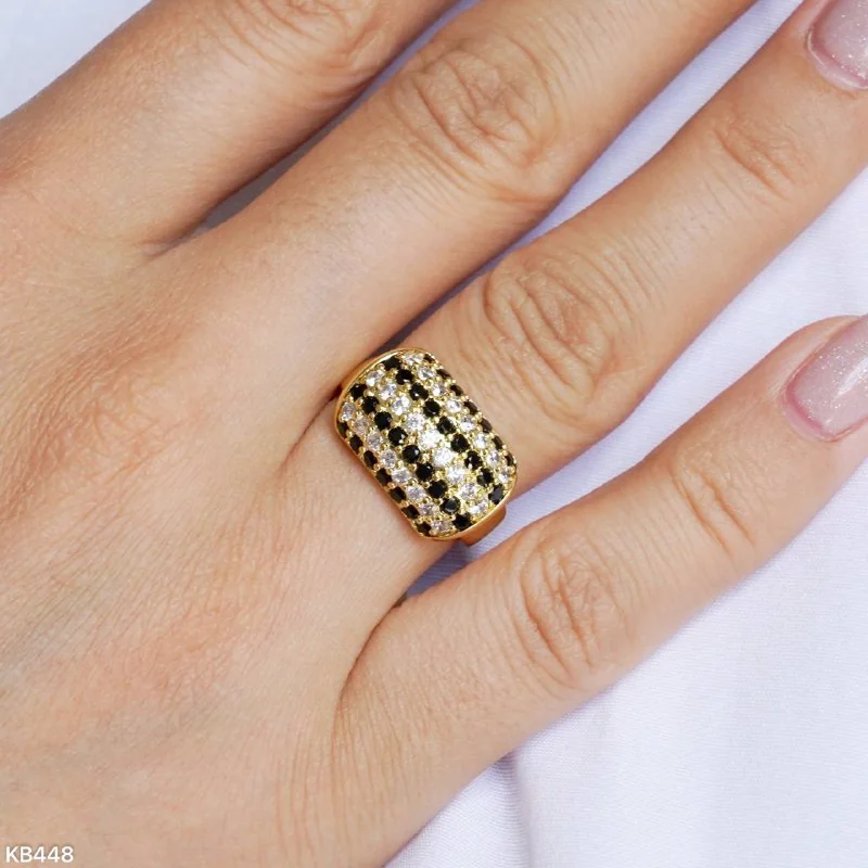 Кольцо бижутерия с фианитом, позолота 18K желтое золото, фото 4
