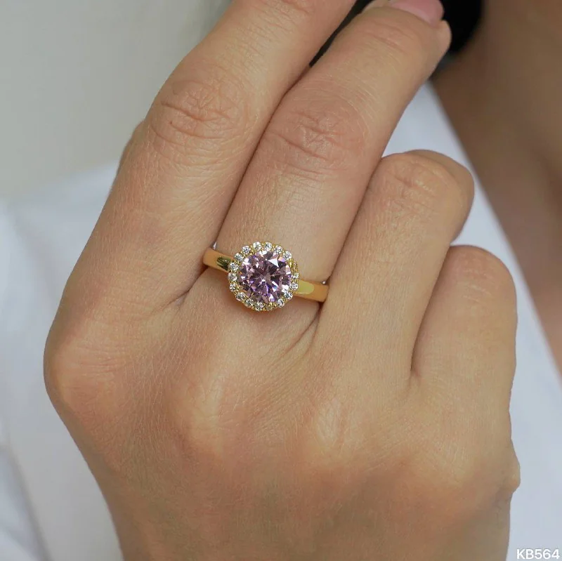 Кольцо бижутерия с фианитом, позолота 18K, фото 4