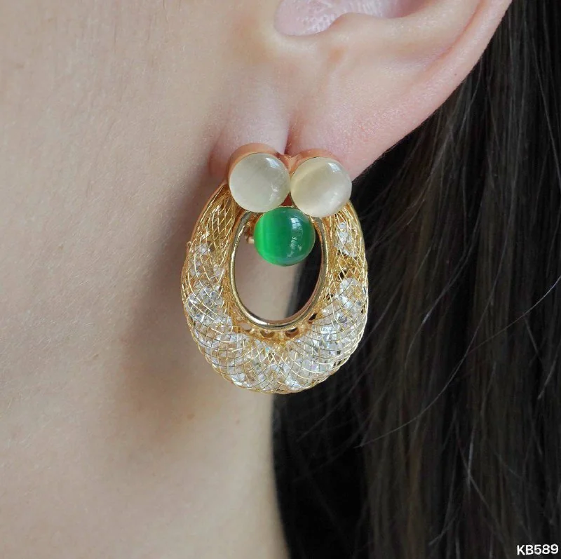 Набор бижутерия с кристаллом, позолота 18K, фото 4