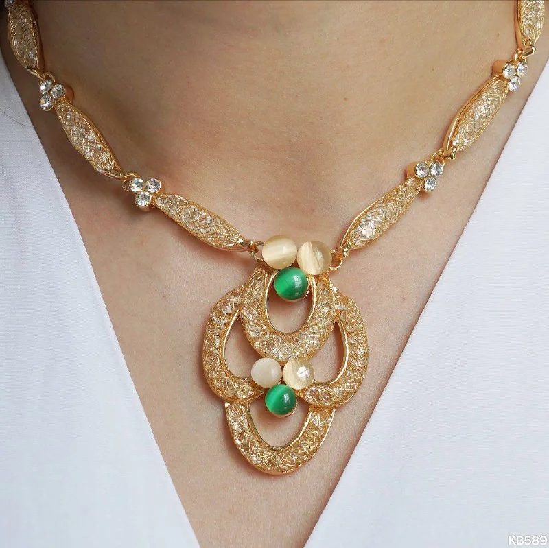 Набор бижутерия с кристаллом, позолота 18K, фото 5