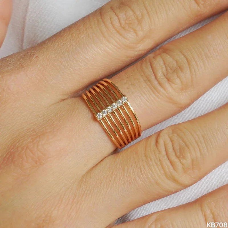 Кольцо бижутерия с фианитом, позолота 18K, фото 4