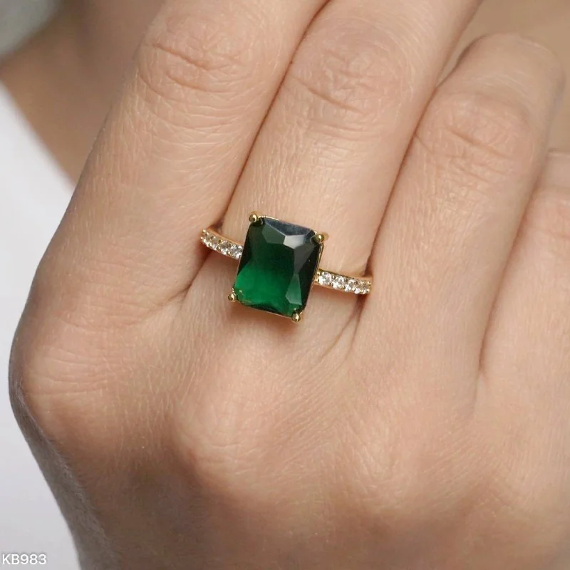 Кольцо бижутерия с фианитом, позолота желтым золотом 18K, фото 4