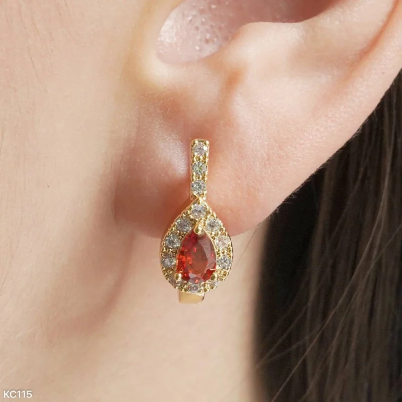 Серьги бижутерия с кристаллом позолота 18K желтое, фото 4