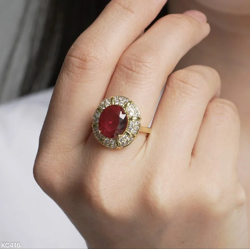 Кольцо бижутерия с фианитом, позолота 18K, фото 4