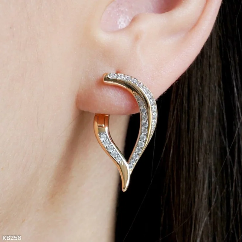 Серьги бижутерия с фианитом, позолота 18K, фото 4