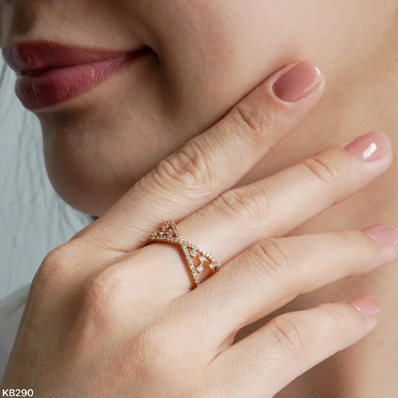 Кольцо бижутерия с фианитом, позолота 18K, фото 4