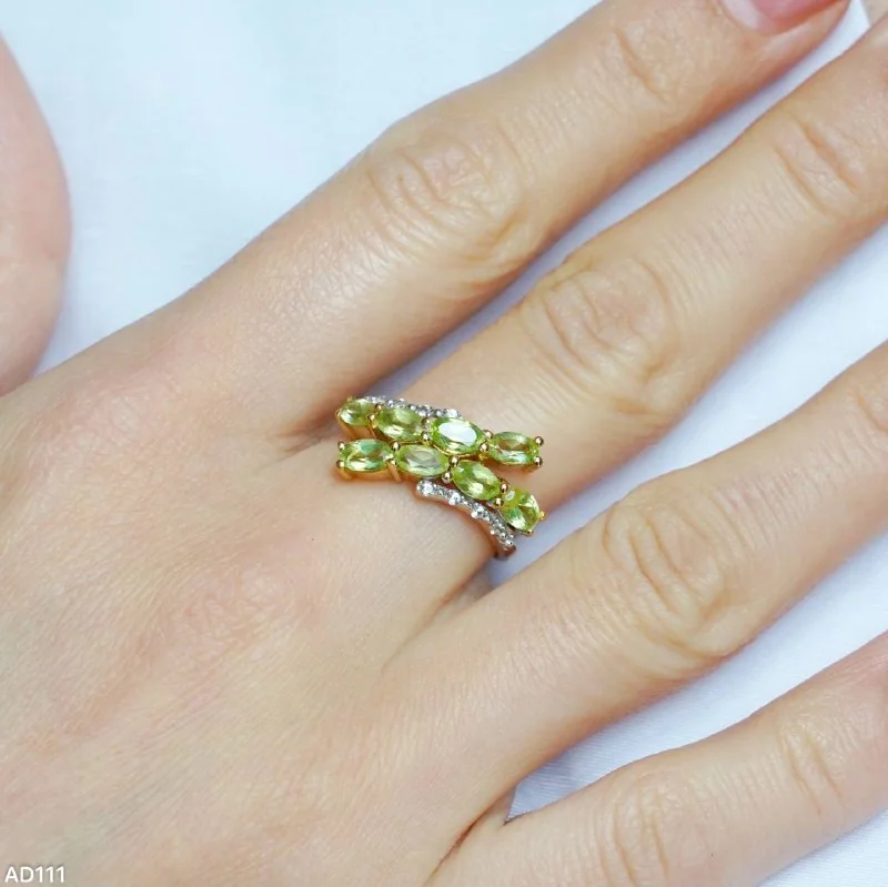Uzuk Kumush 925 Peridot Topazi Oq (tilla yugurtirilgan), rasm 3