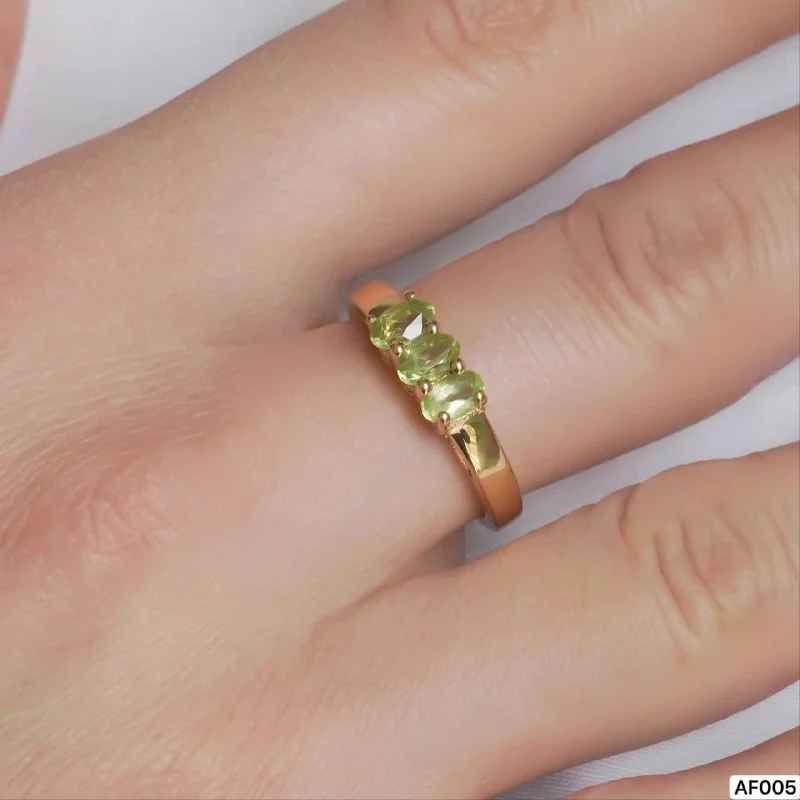 Uzuk Kumush 925 Peridot (tilla yugurtirilgan), rasm 3