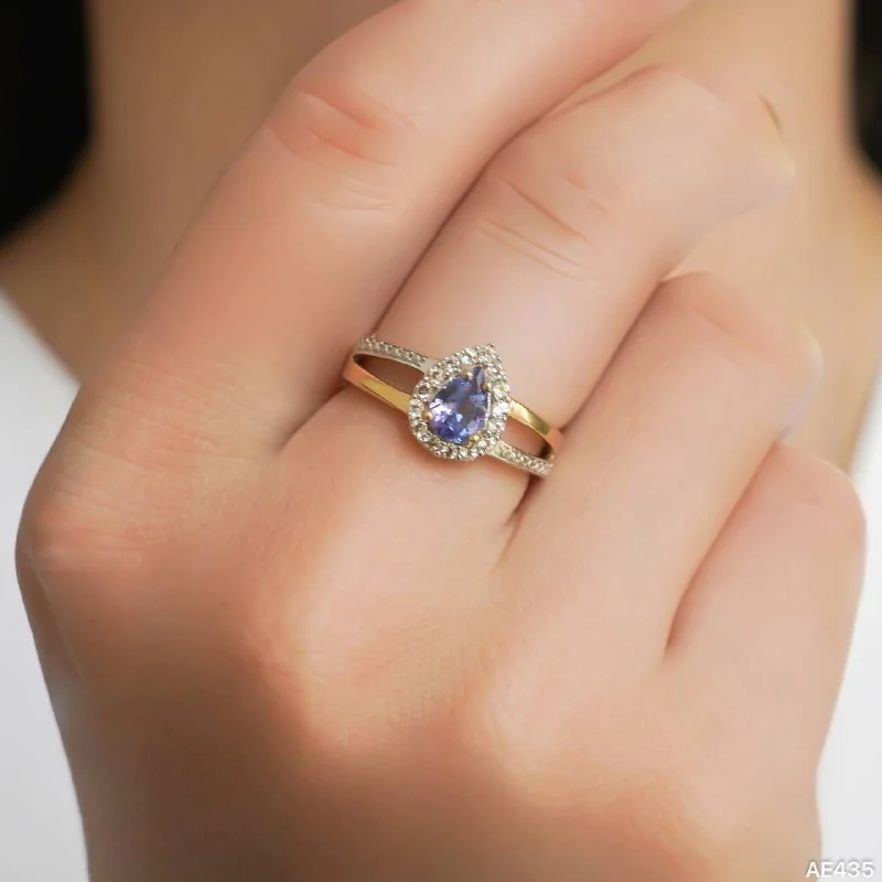 Uzuk Kumush 925 Tanzanit Oq Topaz (tilla yugurtirilgan), rasm 3