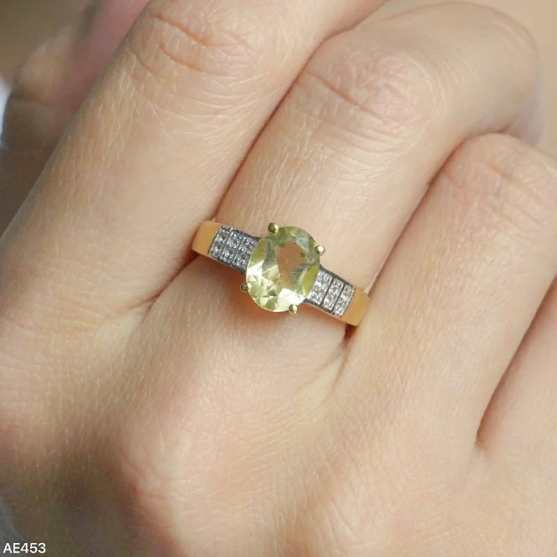 Uzuk  Kumush 925 Limon rang Topaz  Oq Topaz (tilla yugurtirilgan), rasm 3