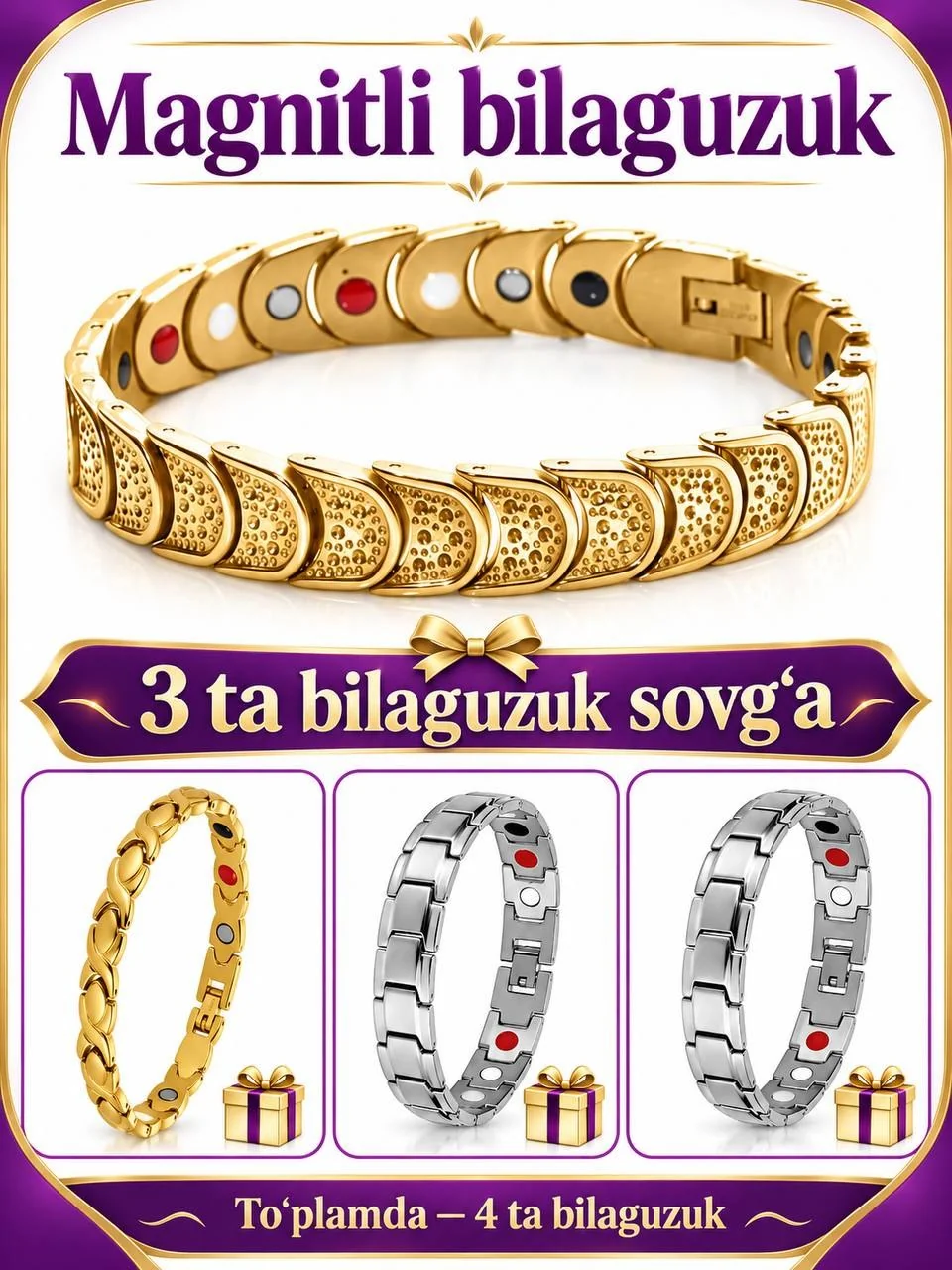 Nano Elite magnitli bilaguzugi + 3 ta magnitli bilaguzuk sovg‘a, rasm 2