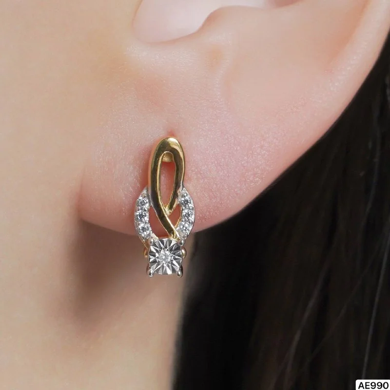 Серьги из серебра 925 с фианитом, позолота, фото 3