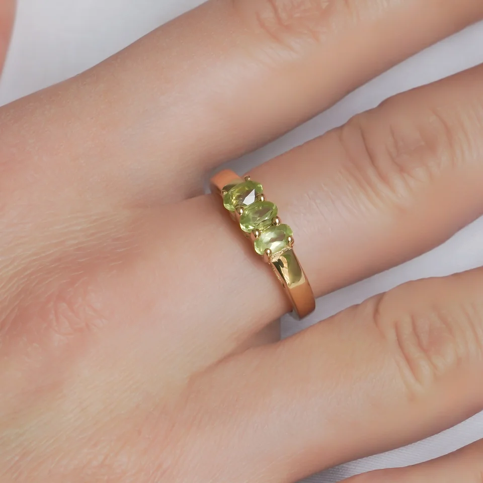 Uzuk Kumush 925 Peridot (tilla yugurtirilgan), rasm 4
