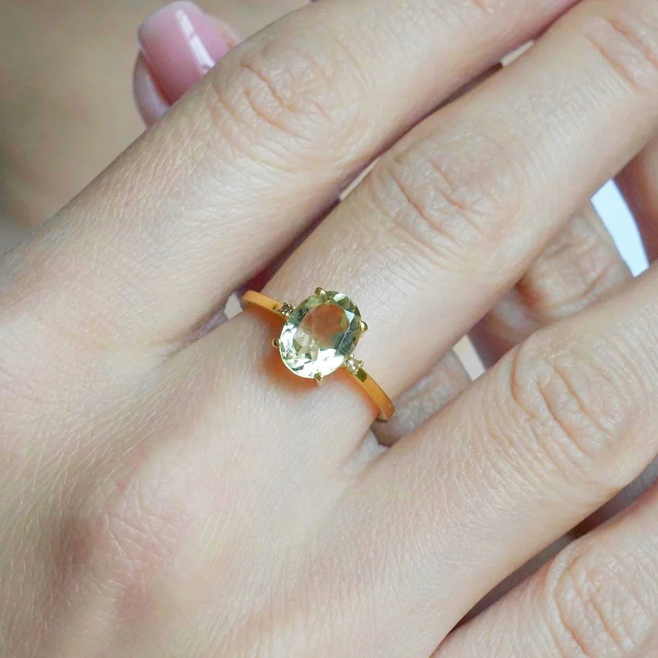 Uzuk Kumush 925 Jigarrang Brilliant Limon rang Topaz (tilla yugurtirilgan), rasm 4