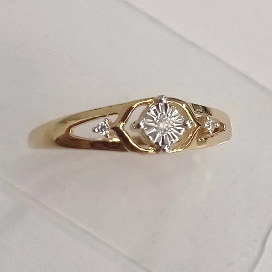 Кольцо серебро 925 бриллиант фианит (позолота), фото 1
