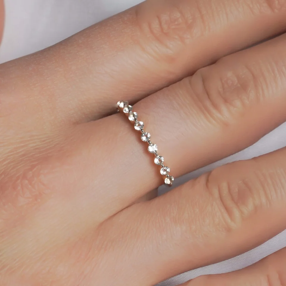 Uzuk Kumush 925 Oq Topaz (Tilla Yugurtirilgan), rasm 4