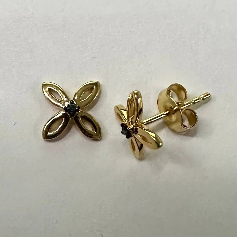 Серьги из серебра 925 с синим бриллиантом, позолота, фото 3