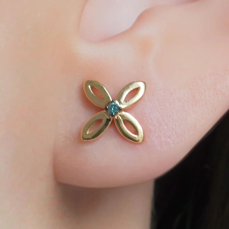 Серьги из серебра 925 с синим бриллиантом, позолота, фото 4