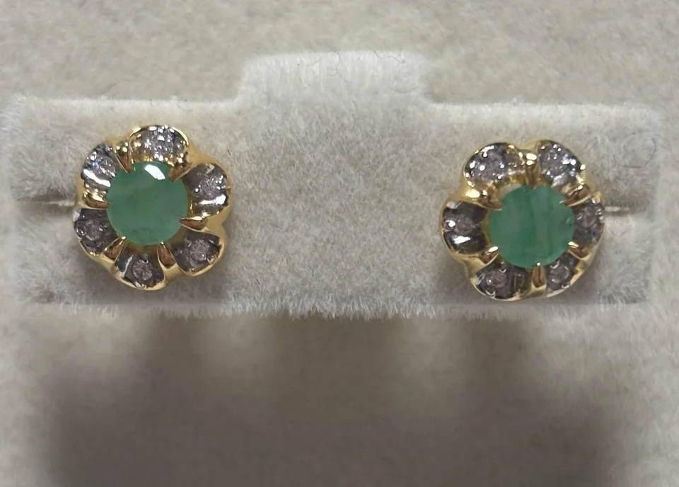 Серьги Серебро 925 Эфиопский изумруд Белый циркон, фото 3
