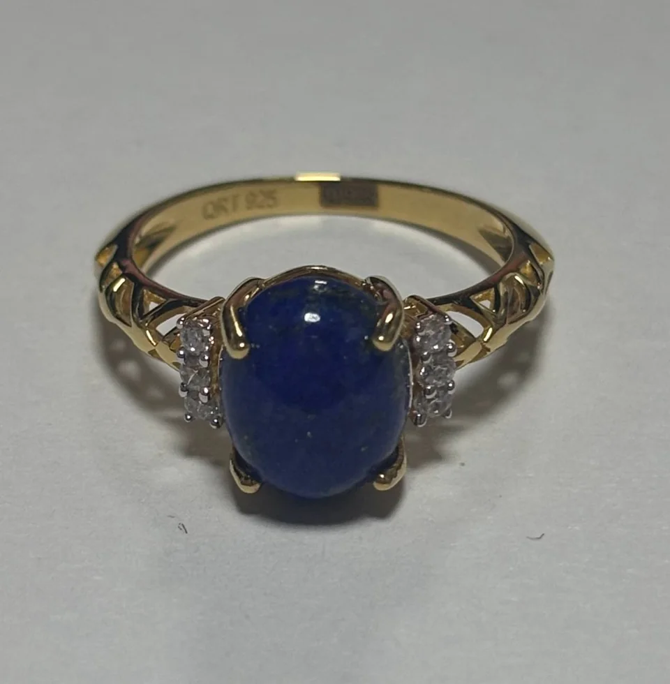 Uzuk Kumush 925 Badaxshon lapis lazuli Oq zirkon, rasm 4