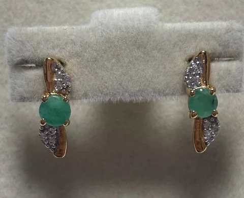 Серьги Серебро 925 Эфиопский изумруд Циркон (Позолота)