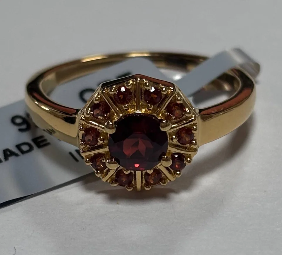 Uzuk Kumush 925 Barton Granat (Tilla yugurtirilgan), rasm 4