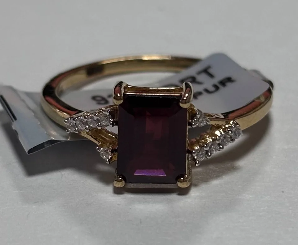 Uzuk Kumush 925 Barton granati Zirkon (Tilla yugurtirilgan), rasm 4