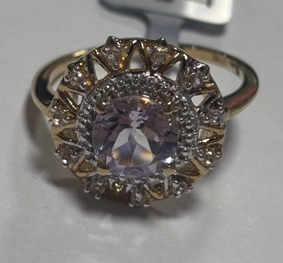 Uzuk Kumush 925 Ametist Rose de France Braziliya topazi (Tilla yugurtirilgan), rasm 3