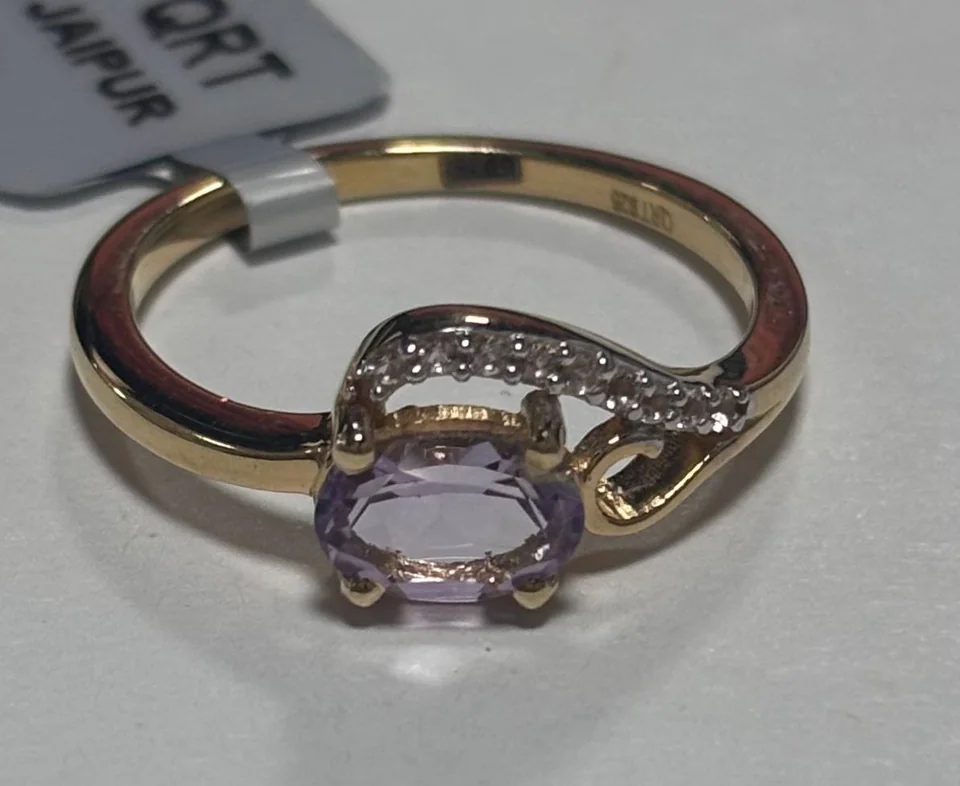 Uzuk Kumush 925 Ametist Rose de France Braziliya topaz (Tilla yugurtirilgan), rasm 1