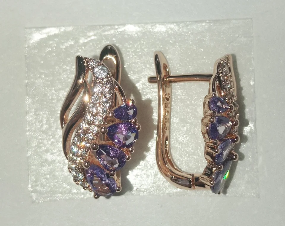 Серьги розовая позолота 18 карат, бижутерия, фото 4
