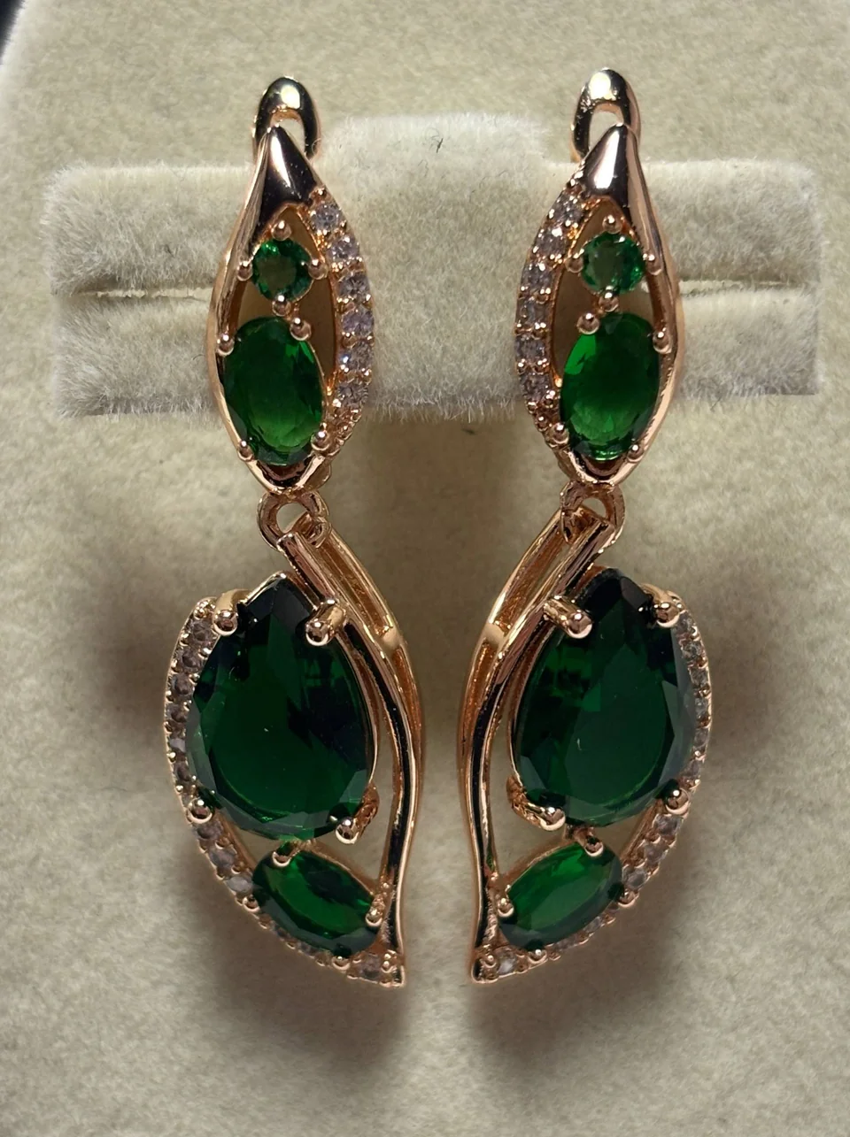 Серьги розовая позолота 18 карат, бижутерия, фото 1