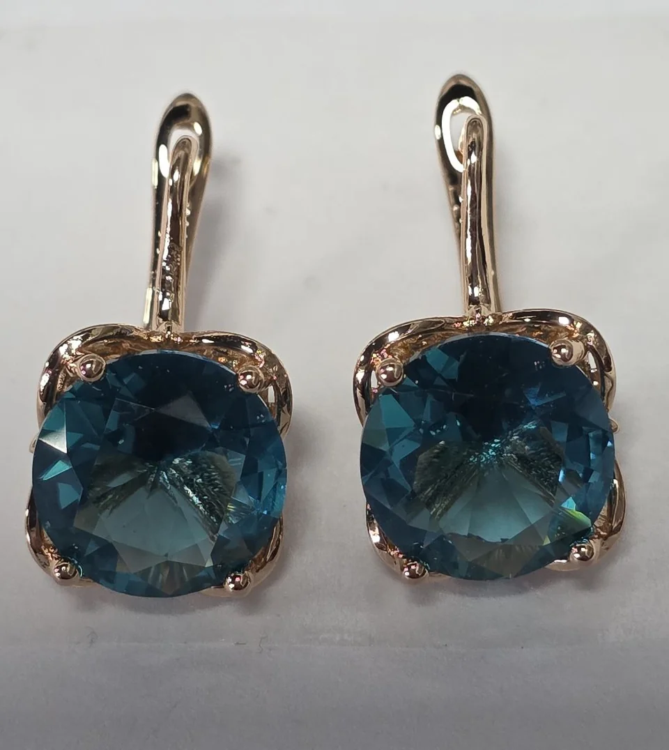 Серьги розовая позолота 18 карат, бижутерия, фото 1