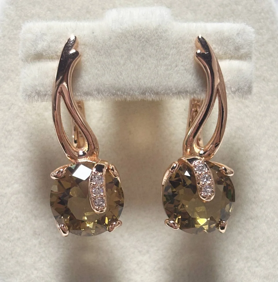 Серьги розовая позолота 18 карат, бижутерия, фото 5