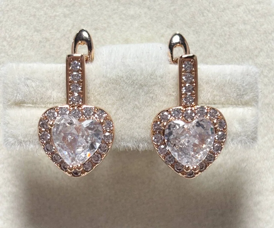 Серьги розовая позолота 18 карат, бижутерия, фото 4