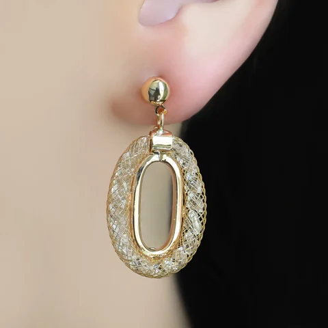 Серьги из меди с кристаллом, позолота 18K